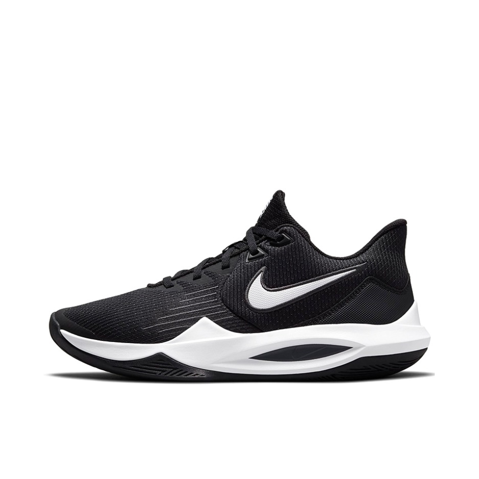 推荐商品：Nike Precision 5 精密5 缓震回弹 防滑耐磨 轻便透气 舒适圆头 百搭时尚 织物 实战 合成革 篮球鞋 黑色/白色