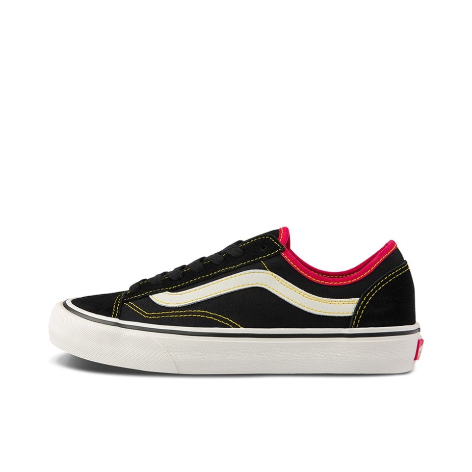推荐商品：Vans/范斯 Style 36 滑板鞋 板鞋 舒适轻便防滑耐磨复古百搭帆布拼接防水运动 黑色/红色