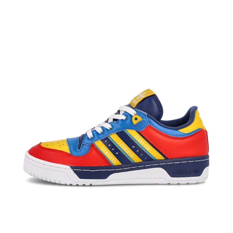 推荐商品：adidas Originals Rivalry 舒适简约 复古 轻便 透气 运动休闲鞋 Human Made联名/红蓝黄