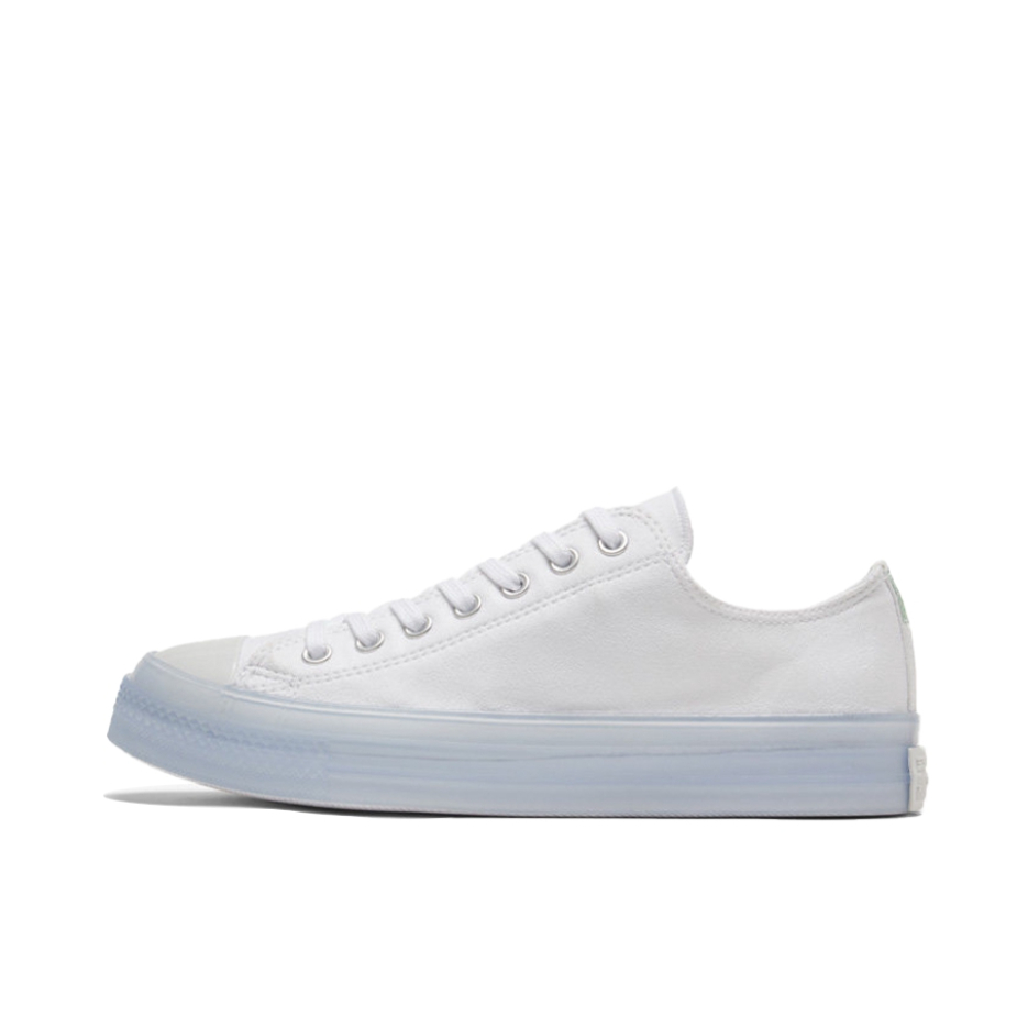 推荐商品：Converse/匡威 Chuck Taylor All Star 帆布鞋 常青款轻便防滑耐磨百搭复古圆头减震贴合高帮 低帮/白色/浅蓝底