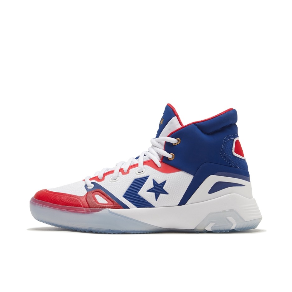 推荐商品：Converse/匡威 G4 时尚潮流 防滑耐磨 休闲缓震 舒适实战 网布透气 圆头 合成革织物 篮球鞋 ABA联名/白色/蓝色/红色