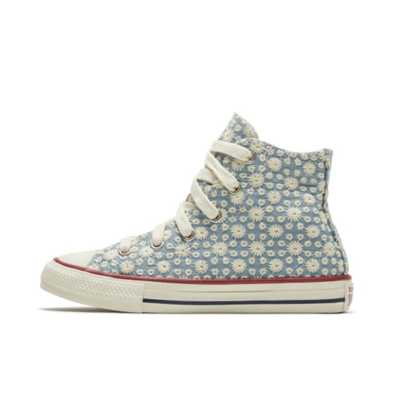 推荐商品：Converse/匡威 Chuck Taylor All Star 帆布鞋 常青款轻便防滑耐磨百搭复古圆头减震贴合高帮 浅蓝/小花