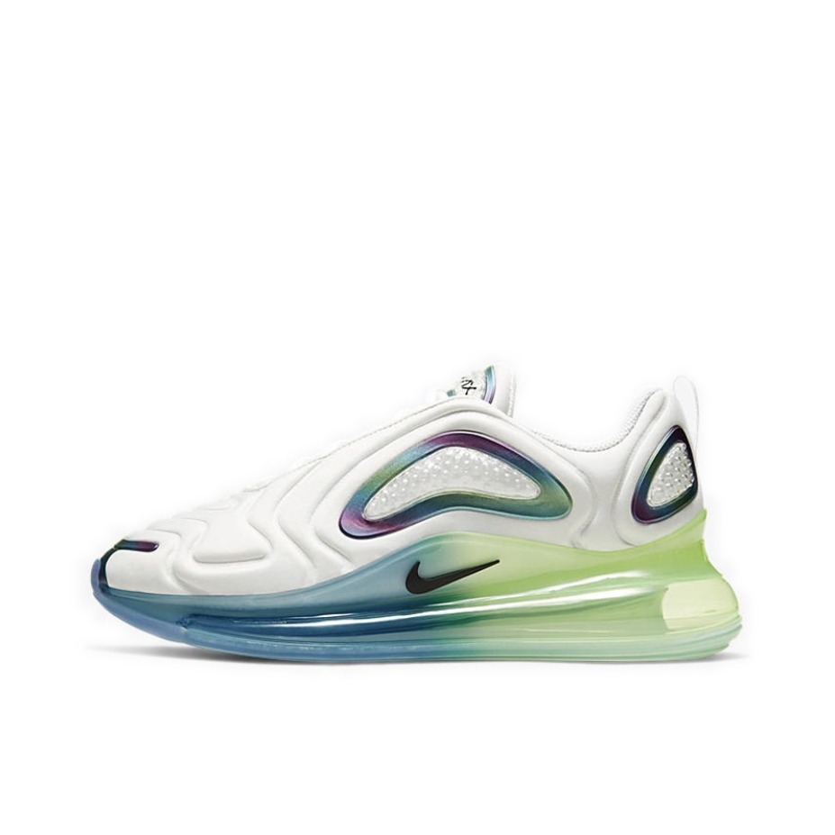推荐商品：Nike Air Max 720 全掌气垫 缓震回弹 耐磨 舒适透气 轻便 复古 跑鞋 Bubble Pack 白色/蓝绿渐变