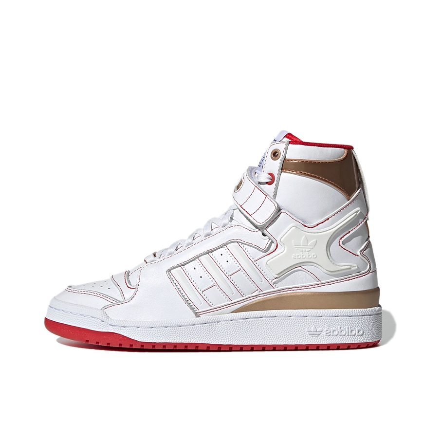 推荐商品：adidas Originals Forum 板鞋 轻便复古防滑时尚魔术贴篮球风薄底包裹性 象棋限定/高帮/白色/红色 