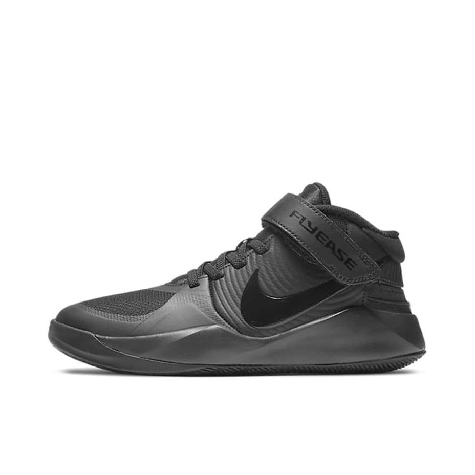 推荐商品：Nike Team Hustle D 9 防滑 耐磨 实战 魔术贴 运动 织物 合成革 篮球鞋 GS/黑色/暗烟灰/荧光黄