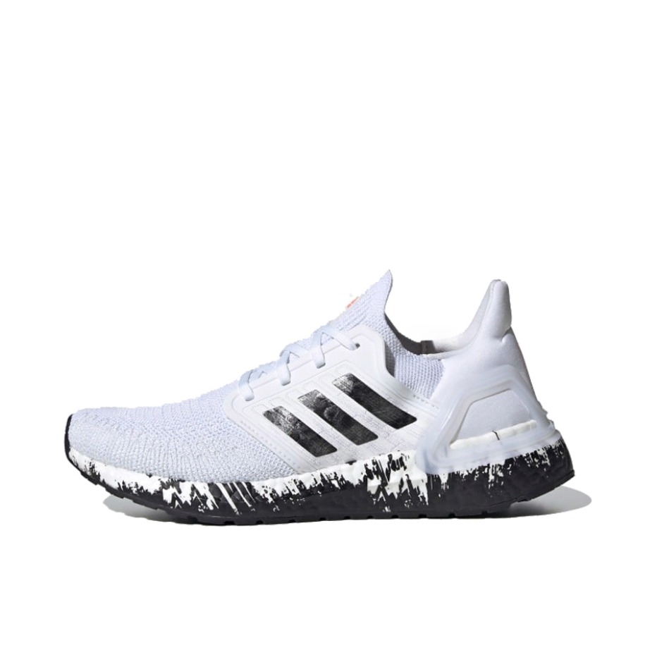 推荐商品：adidas UltraBoost 2020 经典UB 跑鞋 织物缓震回弹抗扭转圆头轻运动 White/Black 白黑泼墨