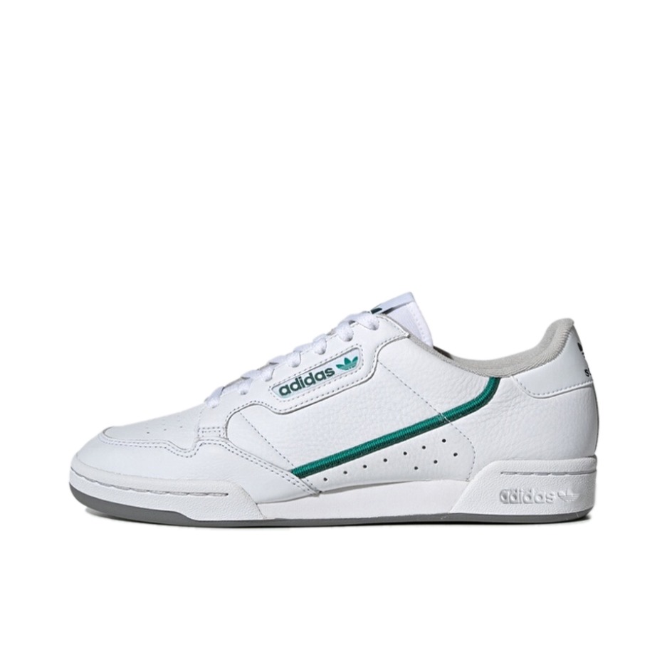 推荐商品：adidas Originals Continental 80 运动休闲鞋 板鞋 经典复古防滑耐磨防水舒适 White/Green/Grey 白绿灰