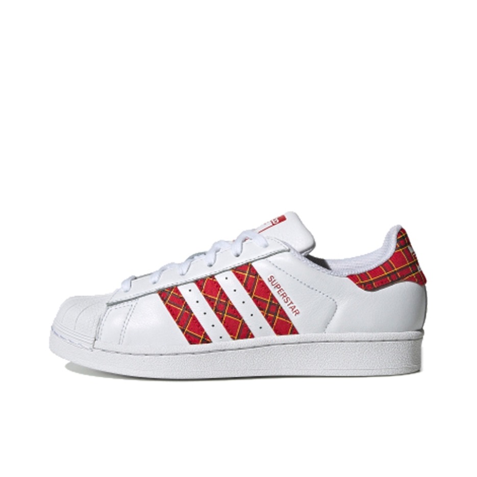 推荐商品：【宋雨琦同款】 adidas Originals Superstar 板鞋 轻便贝壳头薄底舒适百搭耐磨复古 White/Red 白红格纹