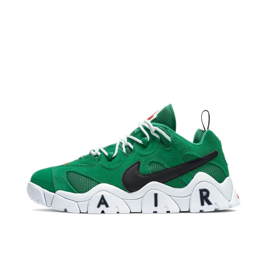 推荐商品：Nike Air Barrage 缓震耐磨 复古运动 防滑 篮球鞋 低帮/草绿/白色/黑色