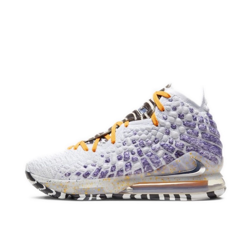 推荐商品：Nike Zoom LeBron 17 詹姆斯 气垫缓震 防滑耐磨 实战 织物 回弹 篮球鞋 Nba2k20联名/白紫黄