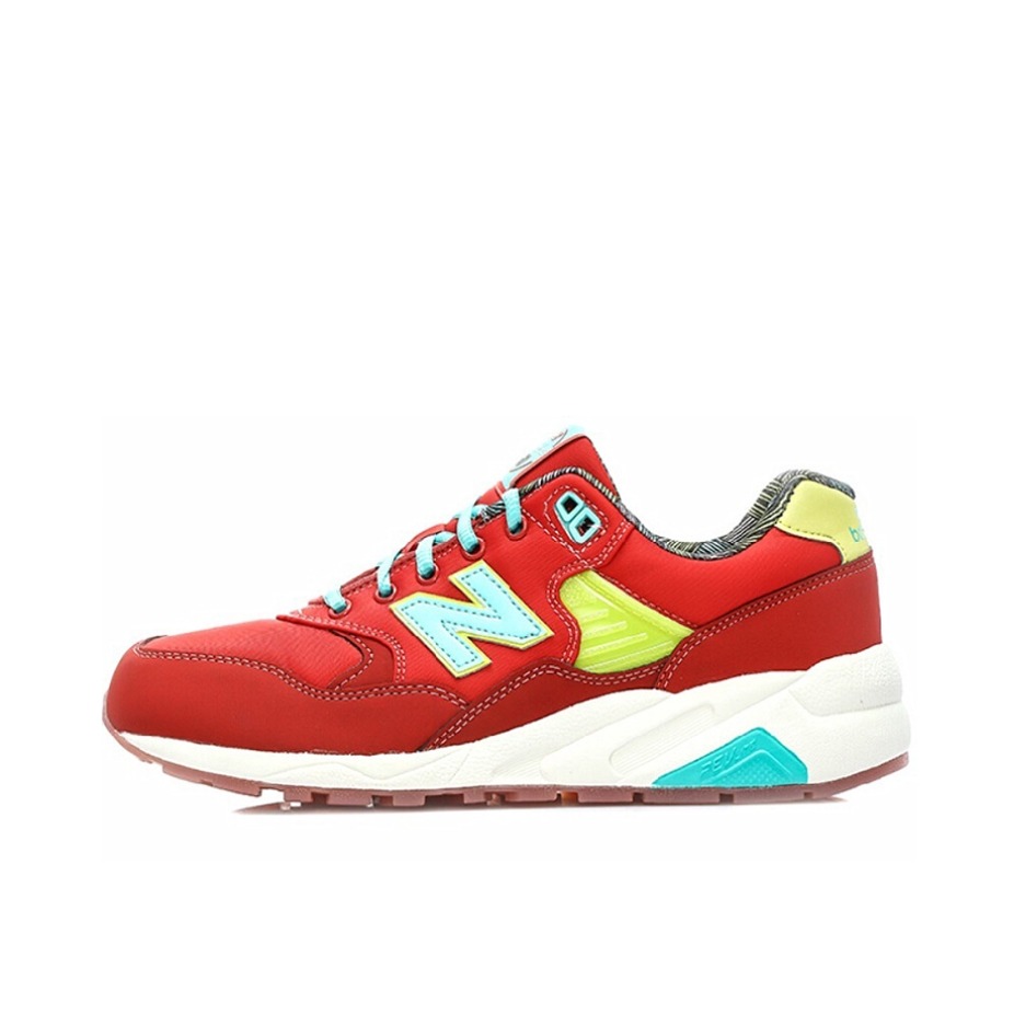 推荐商品：New Balance 580 潮流复古 减震防滑 轻便透气 耐磨 舒适 织物 低帮百搭 运动休闲鞋 红\荧光蓝\黄