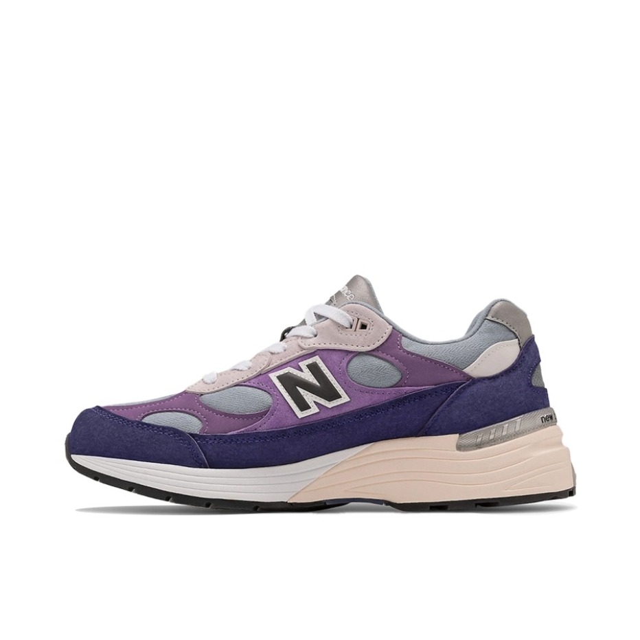 推荐商品：New Balance 992 跑鞋 减震防滑耐磨舒适透气网布织物人造革复古合成革圆头 灰色/紫色