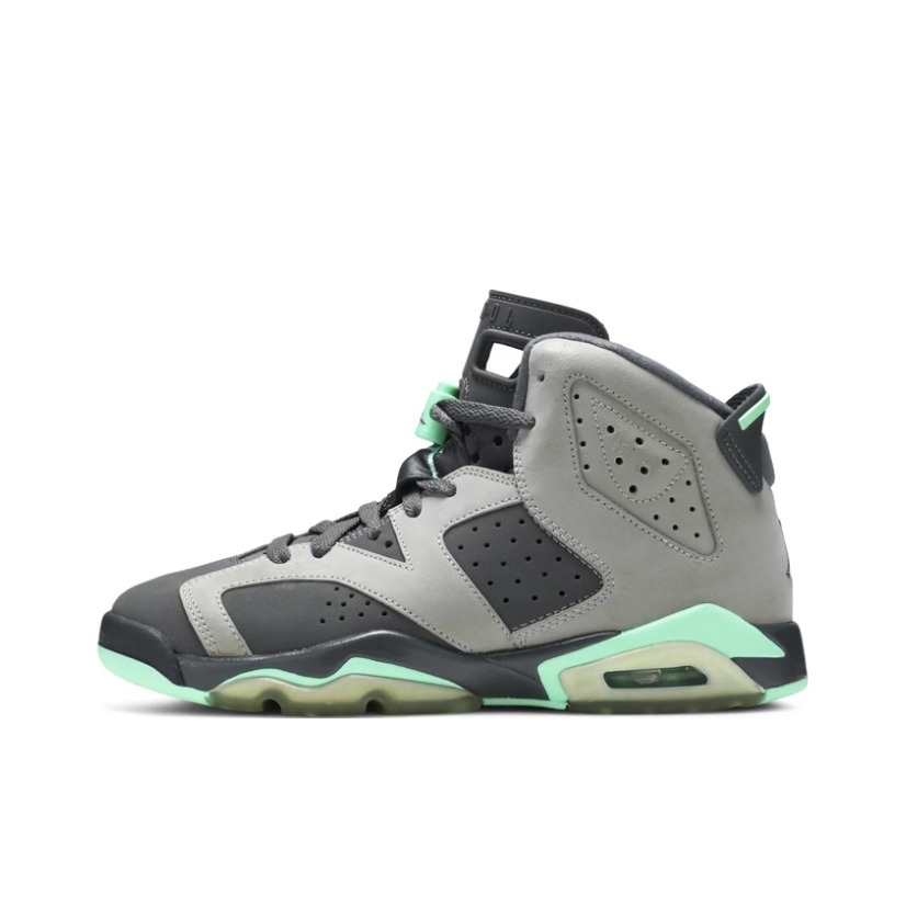 推荐商品：Air Jordan 6 运动休闲鞋 复古耐磨防滑缓震支撑合成革 Grey Green Glow 深灰色/绿色