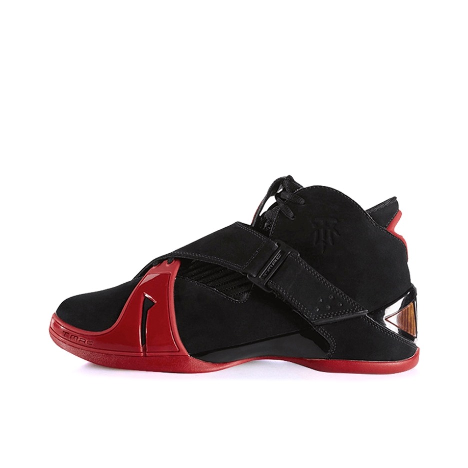 推荐商品：adidas T MAC 5 篮球鞋 减震回弹防滑耐磨圆头实战复古合成革轻便中帮 Black Red 黑红