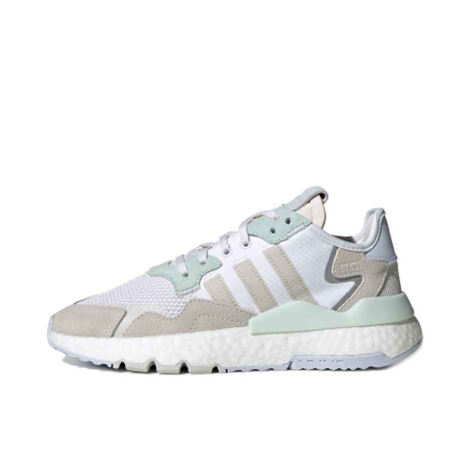 推荐商品：adidas Originals Nite Jogger BOOST 透气 防滑 支撑 中底 复古 运动休闲鞋 Cloud White/Ice Mint/Aero Blue 女款/白色/蓝色