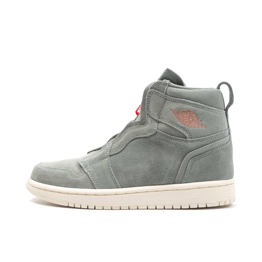 推荐商品：Air Jordan 1 板鞋 运动休闲鞋 复古潮流支撑合成革 Zip Mica Green Mtlc Red Bronze 高帮/灰绿拉链麂皮