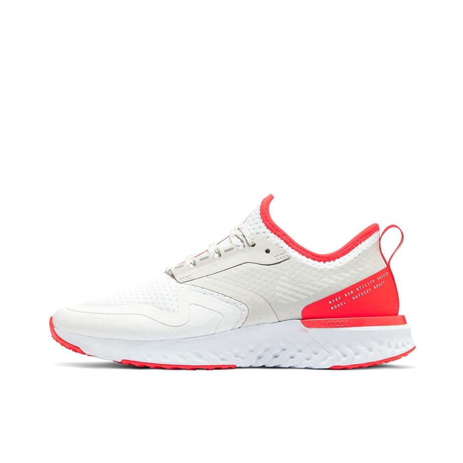 推荐商品：Nike Odyssey React 2 Shield 跑鞋 缓震防滑耐磨轻便透气织物泡棉 White/Orange 白橙