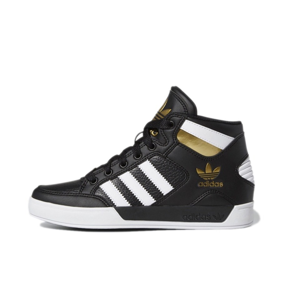 推荐商品：adidas originals Hardcourt 运动休闲鞋 防滑耐磨轻便透气舒适百搭复古 Black/White/Gold 黑白金