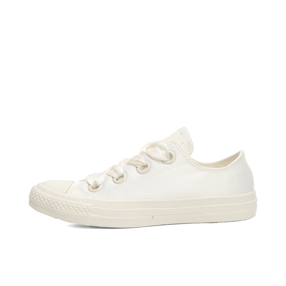 推荐商品：Converse/匡威 Chuck Taylor All Star 帆布鞋 常青款轻便防滑耐磨百搭复古圆头减震贴合高帮 Egret Big Eyelet Satin 米黄色丝带Low