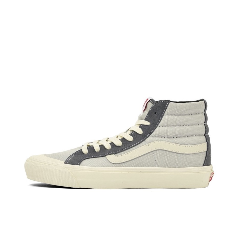 推荐商品：Vans/范斯 SK8-Hi 板鞋 潮流经典拼接复古街头厚底 DimGray/LightGray 灰白/麂皮