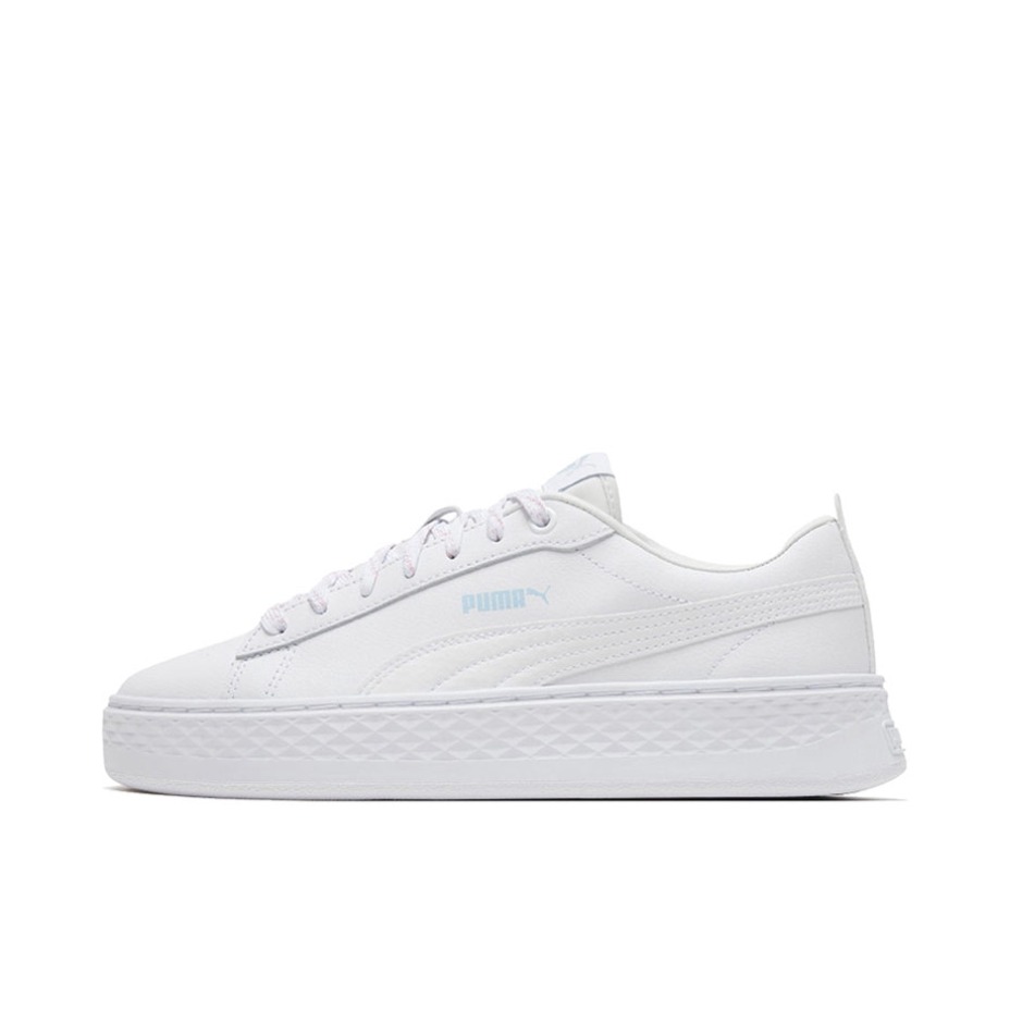 推荐商品：Puma/彪马 Smash Platform 松糕鞋 板鞋 防滑耐磨舒适透气轻便百搭复古圆头包裹性 White 白色/蓝色