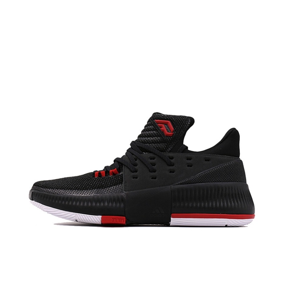 推荐商品：adidas Dame 3 利拉德 篮球鞋 防滑耐磨实战缓震轻便运动圆头包裹性 Utility Black/Core Black/Scarlet 黑红色