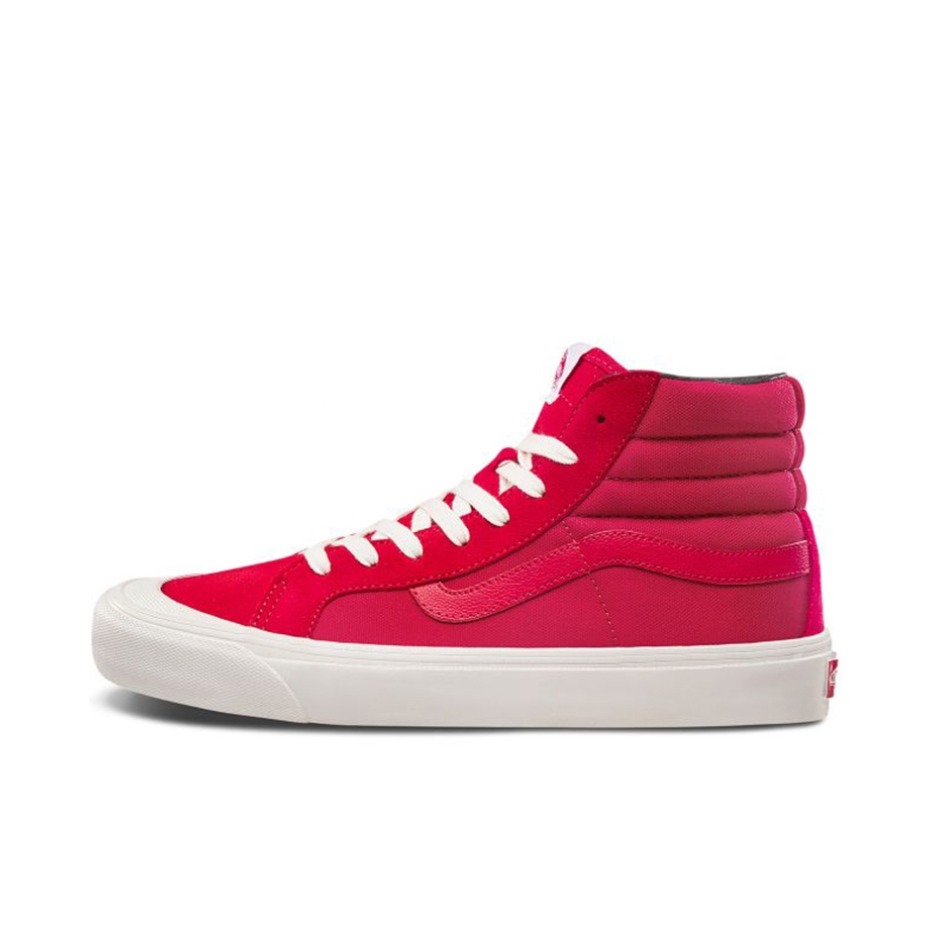 推荐商品：Vans/范斯 SK8-Hi 板鞋 潮流经典拼接复古街头厚底 Red/White Vault/玫红白/脚趾加固