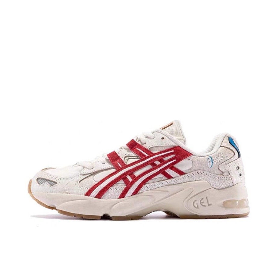推荐商品：Asics/亚瑟士 Gel-Kayano 5 防滑耐磨 舒适透气 缓震支撑 马拉松 合成革 复古百搭 织物 跑鞋 米白/红色