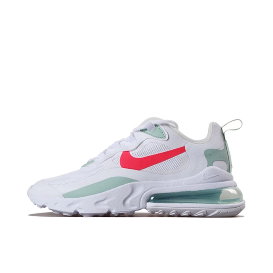 推荐商品：Nike Air Max 270 React 跑鞋 气垫缓震耐磨舒适透气复古拼接圆头回弹 White/Red/Green 白红绿