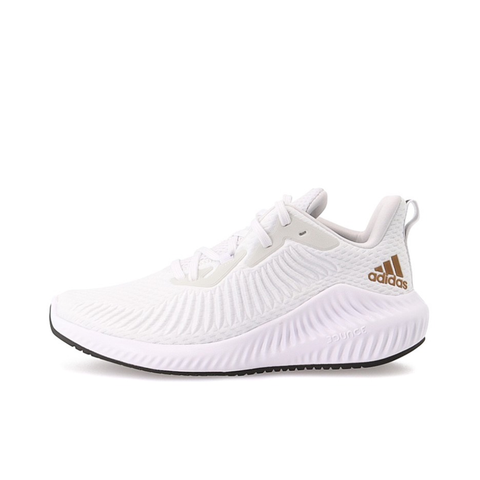 推荐商品：adidas Alpha Bounce+ 跑鞋 缓震防滑耐磨轻质网面透气织物轻运动 女款/白色/金色/黑色