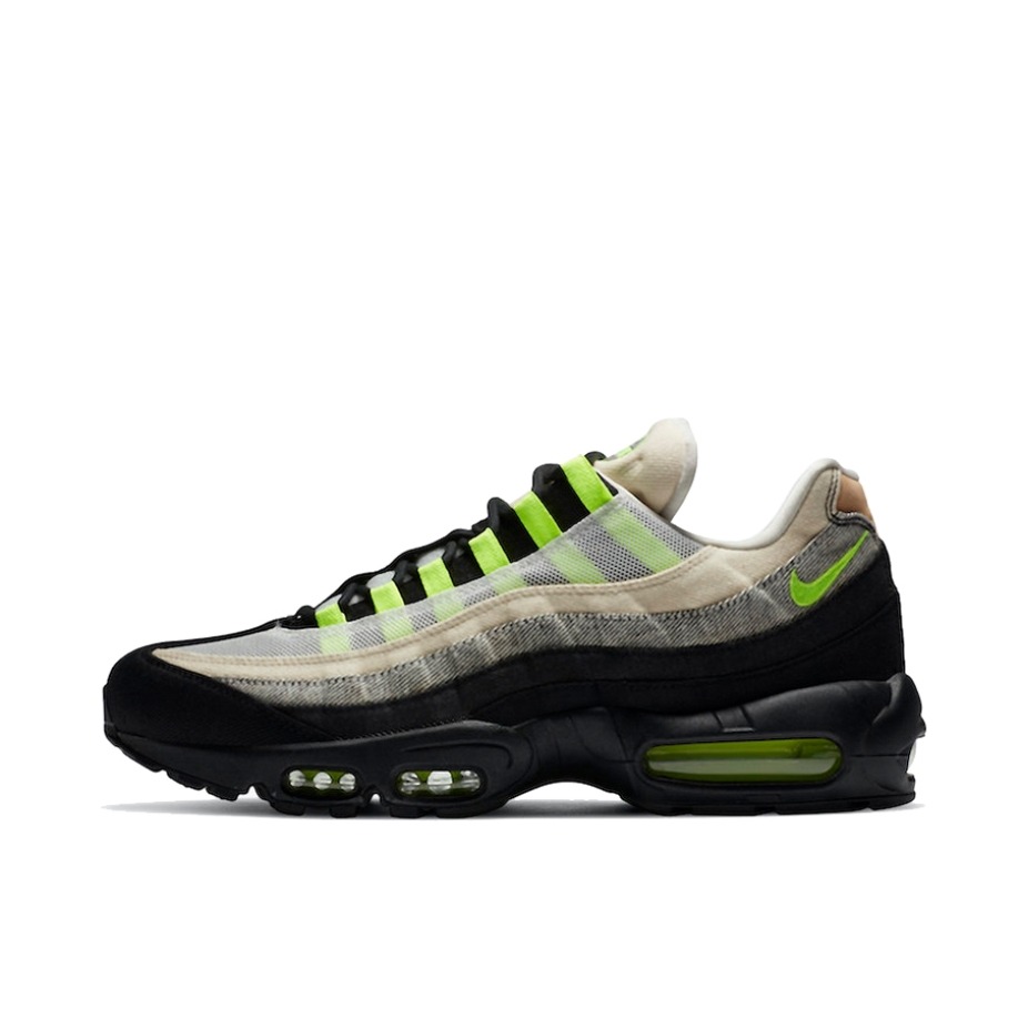 推荐商品：Nike Air Max 95 跑鞋 潮流时尚复古百搭防滑耐磨舒适透气防水气垫织物支撑低帮缓震贴合耐用圆头 Denham联名/黑绿灰