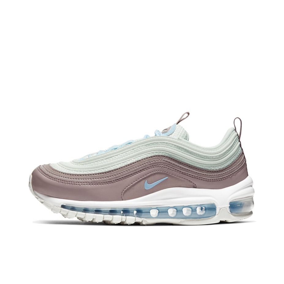 推荐商品：Nike Air Max 97 跑鞋 气垫减震全掌舒适透气防滑耐磨百搭复古织物合成革运动时尚圆头包裹性支撑 Spruce Aura/Celestine Blue 亚麻蓝