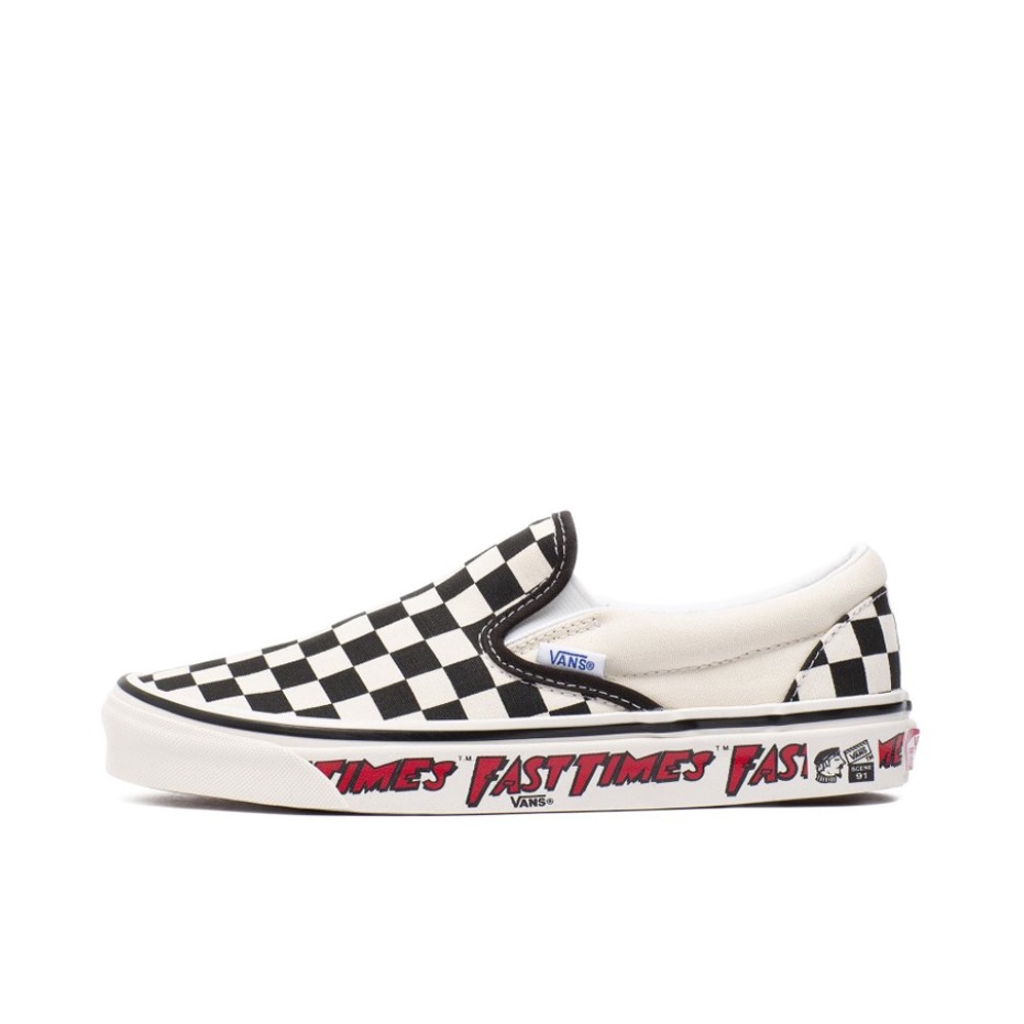 推荐商品：Vans/范斯 Classic Slip-on 防滑 简约 棋盘格 一脚蹬 百搭 休闲 帆布鞋 Fast Times联名/安纳海姆/黑白棋盘格