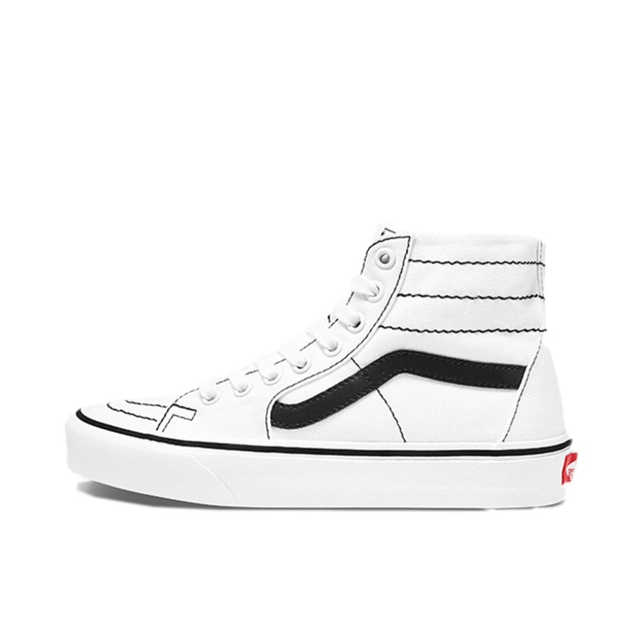 推荐商品：Vans/范斯 SK8-Hi 板鞋 潮流经典拼接复古街头厚底 白色/黑线