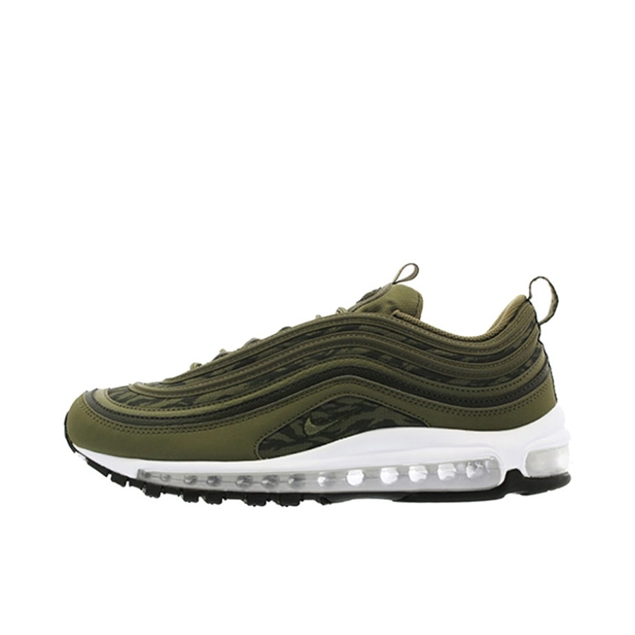 推荐商品：Nike Air Max 97 跑鞋 气垫减震全掌舒适透气防滑耐磨百搭复古织物合成革运动时尚圆头包裹性支撑 Tiger Camo Olive 绿色迷彩