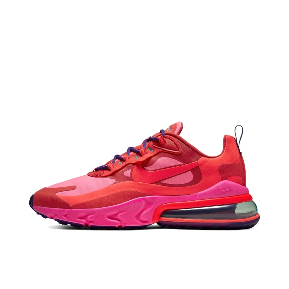 推荐商品：Nike Air Max 270 React 跑鞋 气垫缓震耐磨舒适透气复古拼接圆头回弹 Red/Pink 粉/红