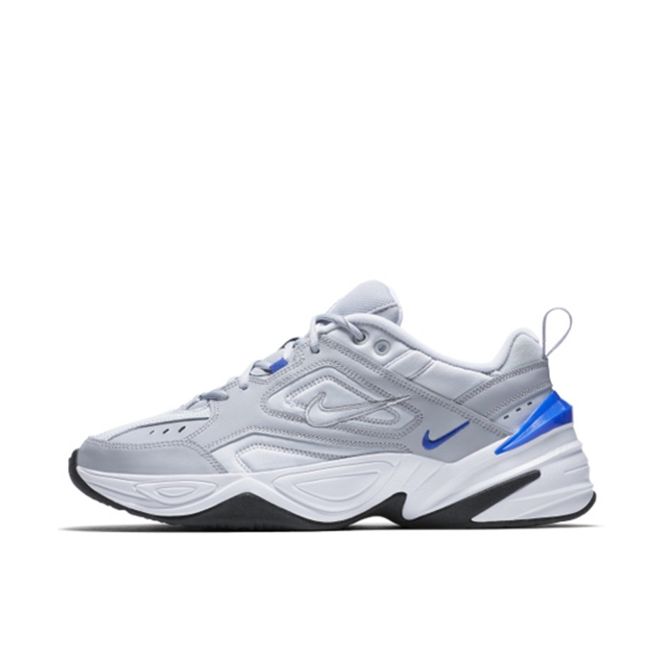 推荐商品：Nike M2K Tekno 老爹鞋 透气厚底织物网布耐磨缓震复古轻便防滑支撑 Grey/Blue/White 灰色/蓝色