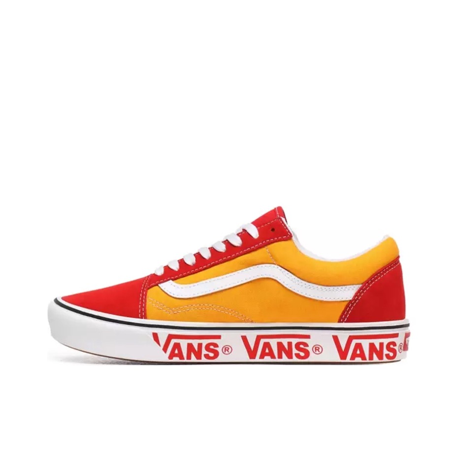 推荐商品：Vans/范斯 Old Skool 滑板鞋 板鞋 轻便防滑复古舒适经典 ComfyCush/红黄