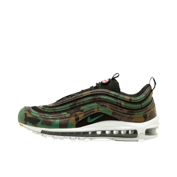 推荐商品：Nike Air Max 97 跑鞋 气垫减震全掌舒适透气防滑耐磨百搭复古织物合成革运动时尚圆头包裹性支撑 Country Camo 绿迷彩