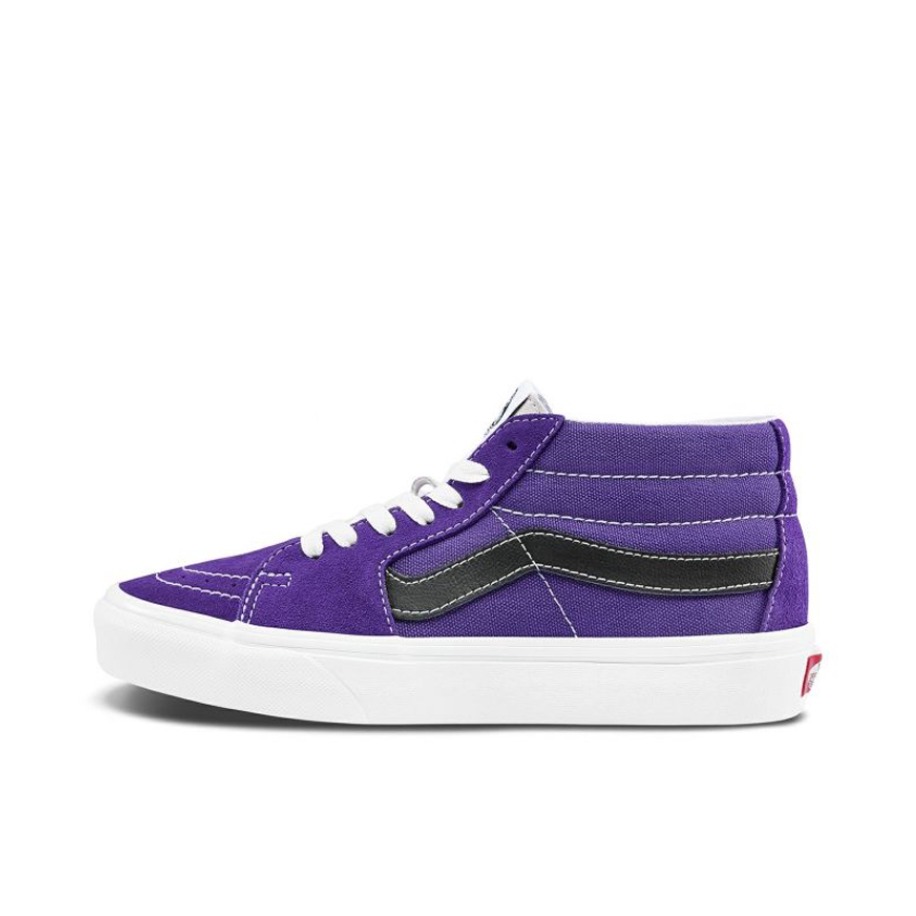 推荐商品：Vans/范斯 SK8-Mid 板鞋 潮流拼接复古百搭防滑耐磨 葡萄紫/白色