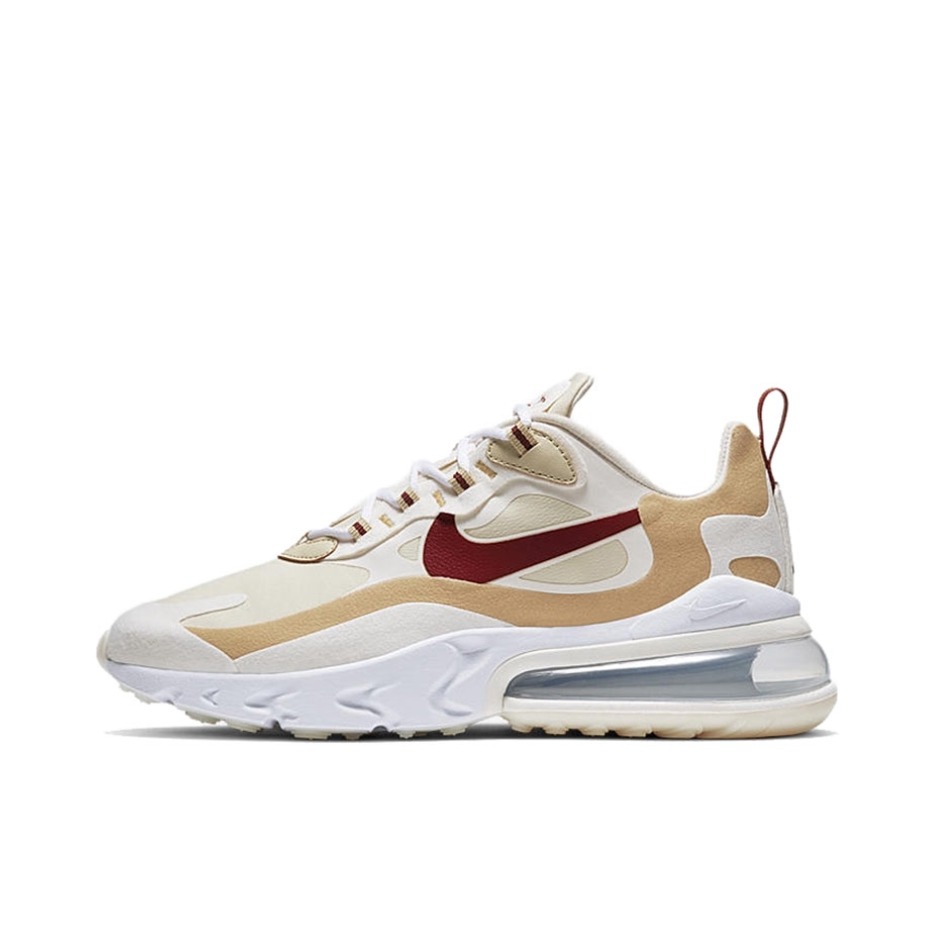 推荐商品：Nike Air Max 270 React 跑鞋 气垫缓震耐磨舒适透气复古拼接圆头回弹 Equestrian 米白/棕色/暗红