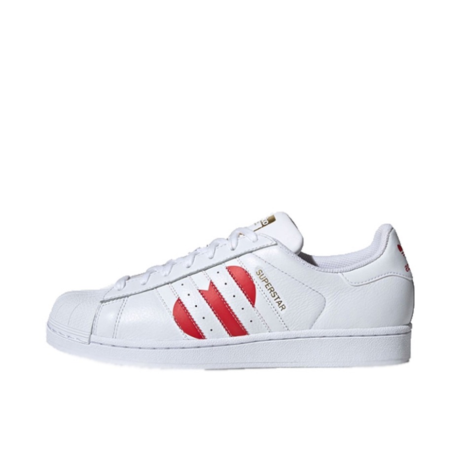 推荐商品：【宋雨琦同款】 adidas Originals Superstar 板鞋 轻便贝壳头薄底舒适百搭耐磨复古 Running White/College Red/Gold Metallic 白红爱心