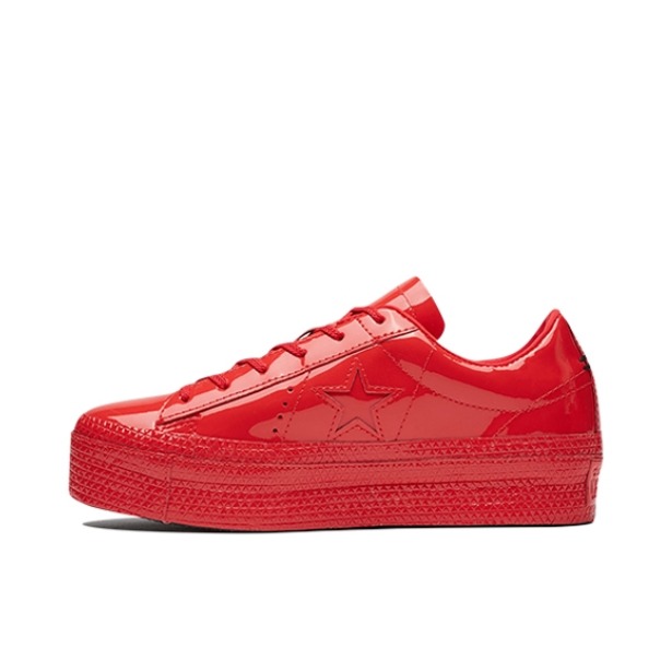 推荐商品：Converse/匡威 One Star 翻毛皮 防滑 复古 星星鞋 板鞋 Platform Ox Cherry Red Black 红漆皮松糕