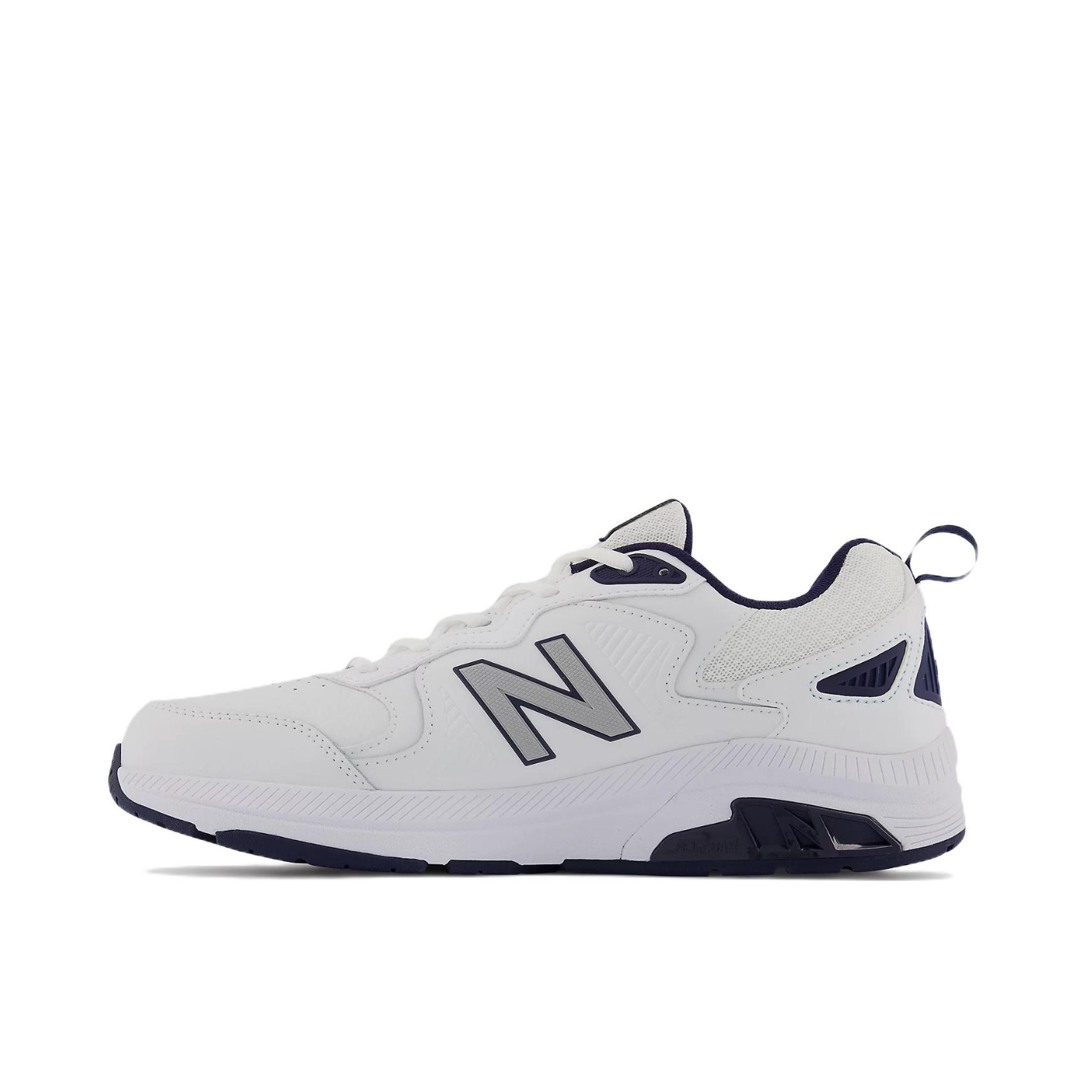 推荐商品：New Balance 857 跑鞋 时尚百搭复古缓震耐磨网眼透气舒适轻便 白色/海军蓝