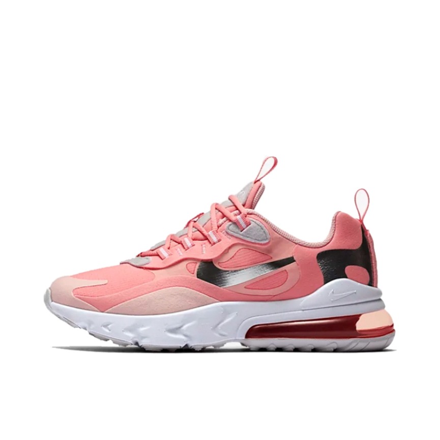 推荐商品：Nike Air Max 270 React 跑鞋 气垫缓震耐磨舒适透气复古拼接圆头回弹 Pink/Silver GS/粉银