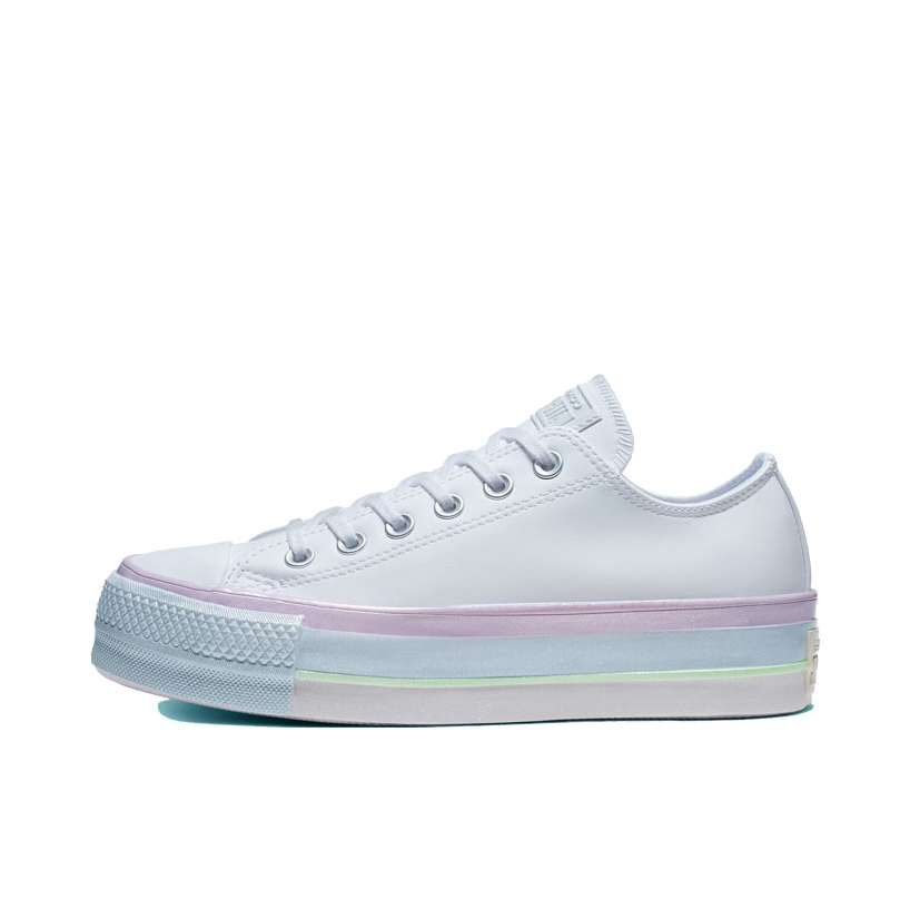 推荐商品：Converse/匡威 Chuck Taylor All Star Lift 帆布鞋 简约复古经典防滑耐磨舒适厚底圆头甜酷贴合松糕底流光风 白紫蓝