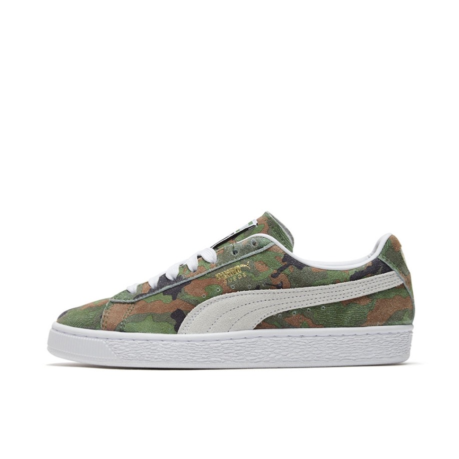 推荐商品：Puma/彪马 Suede Classic 面包鞋 板鞋 舒适百搭防滑耐磨轻便透气复古低帮圆头 Camouflage/Gainsboro 浅绿迷彩