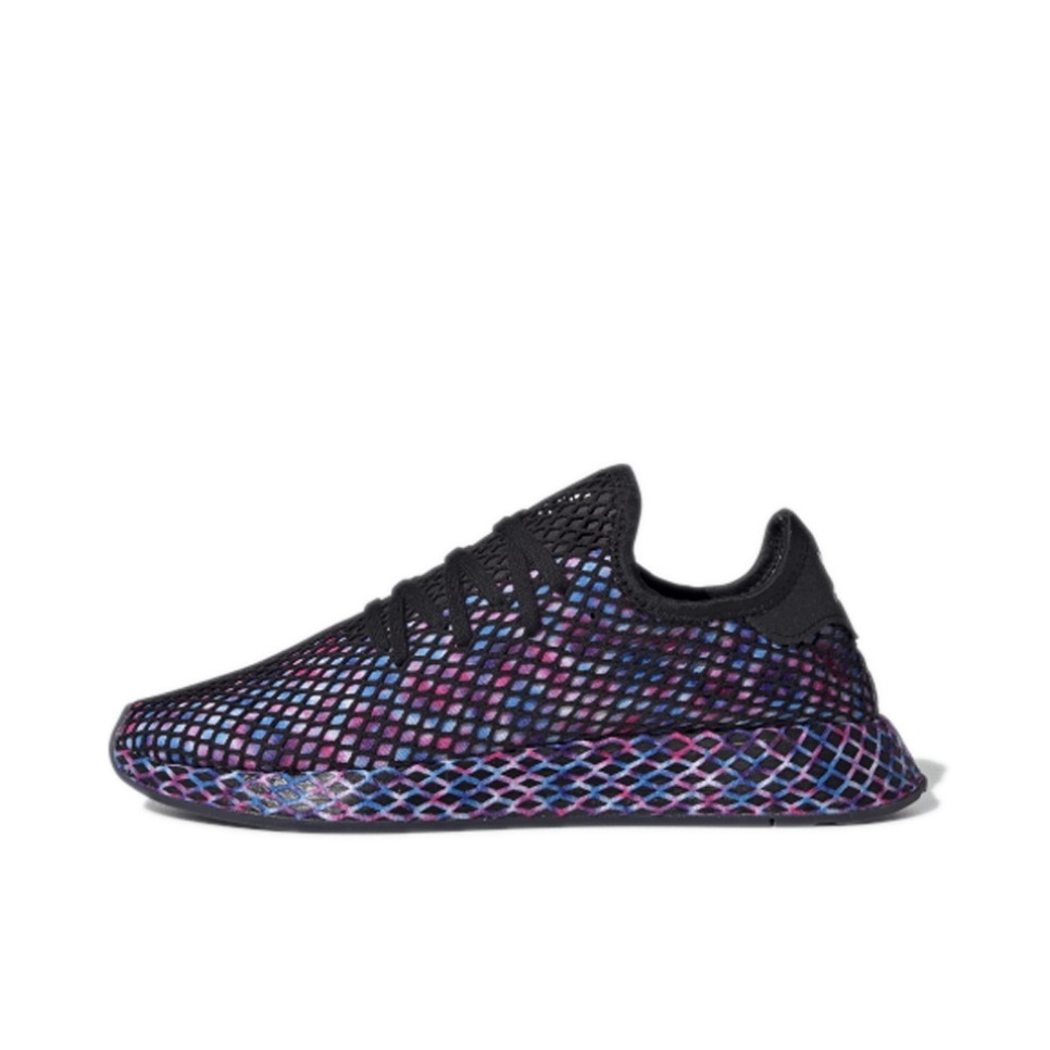 推荐商品：adidas Deerupt Runner 耐磨 时尚复古 网面透气 休闲鞋 Black/Pink/Blue 黑粉蓝