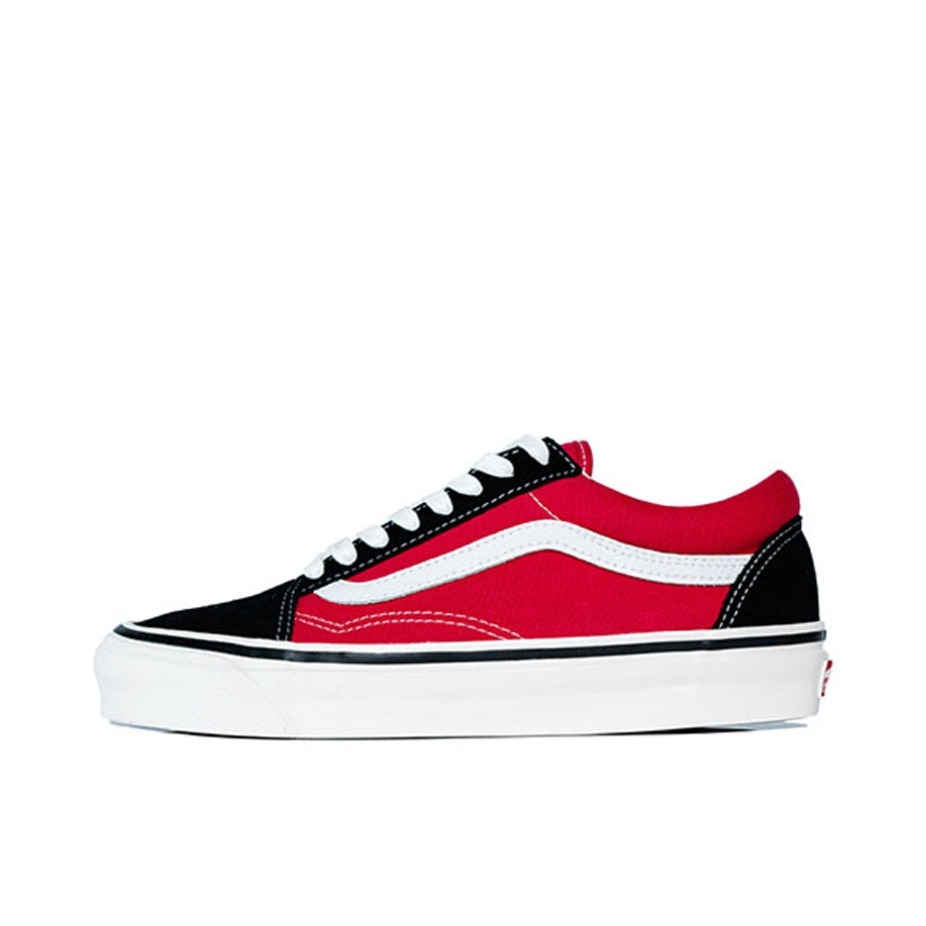 推荐商品：Vans/范斯 Old Skool 滑板鞋 板鞋 轻便防滑复古舒适经典 Red/Black 安纳海姆/黑红拼接