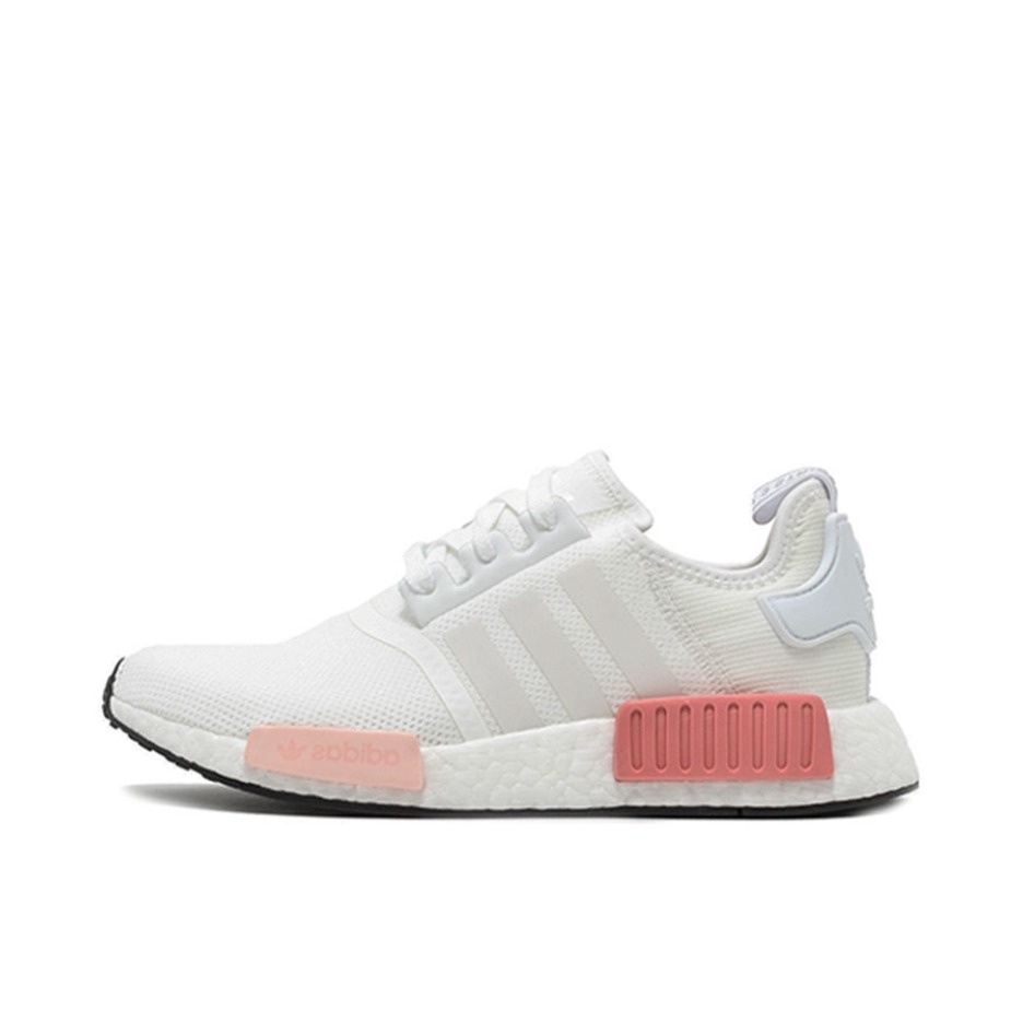 推荐商品：adidas Originals NMD R1 BOOST 织物 轻便透气 缓震 低帮 运动休闲鞋 White Rose 白粉
